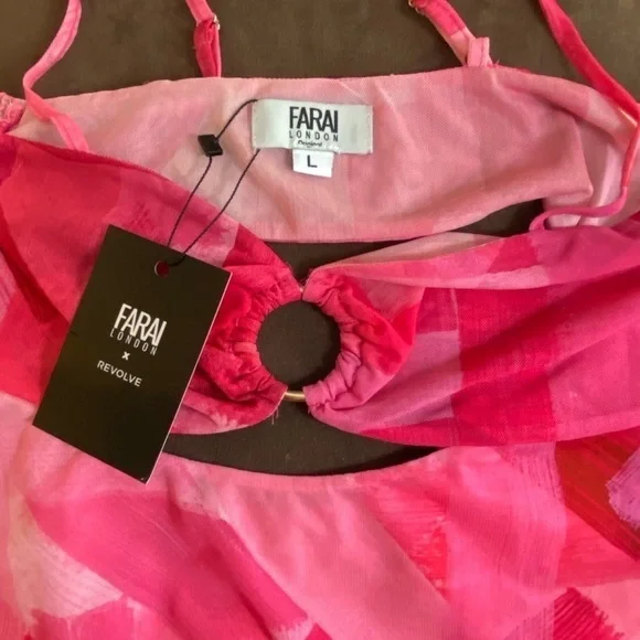 NEW Farai London Pink Stretch Jumpsuit Revolve Cleo in Electric Orchid Pink L - Picture 5 of 8